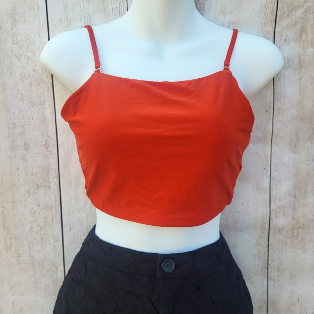 Dark Orange Tie Back Swim Top